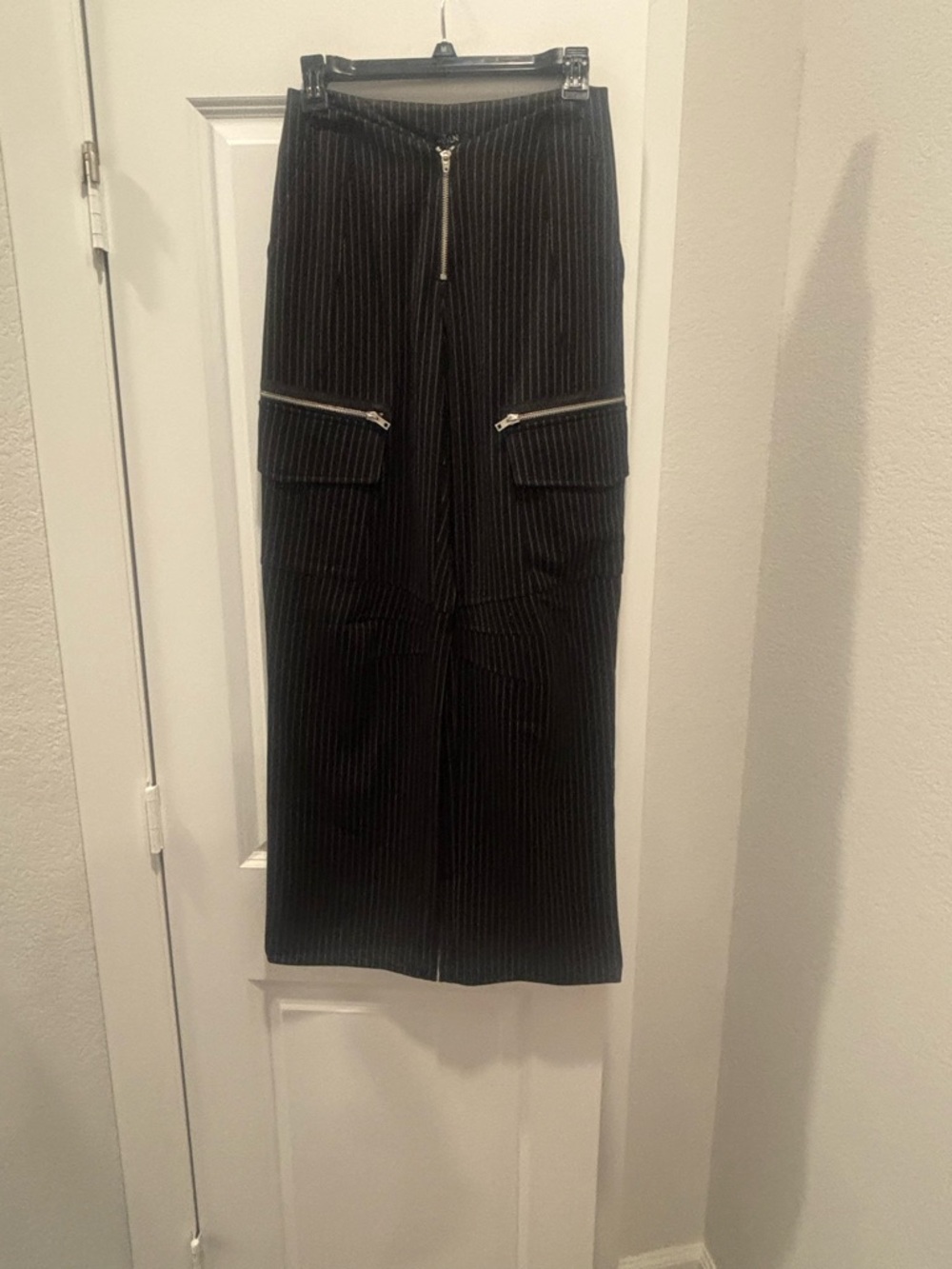 Drake Black Pinstripe Cargo Pants with Zippers